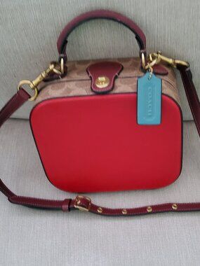 Rare Coach Lunar New Year Square Red Glovetanned Leather C2446 Crossbody